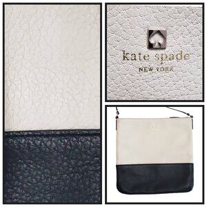 Kate Spade New York Cream Black Leather Crossbody Bag 10x10